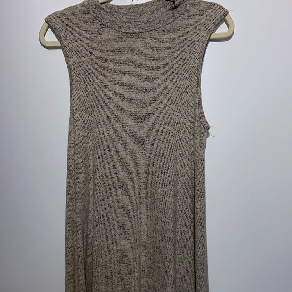 Aiden Y Womens Mock Neck Sleeveless Swing Dress Oatmeal Marled Knit Medium R7990